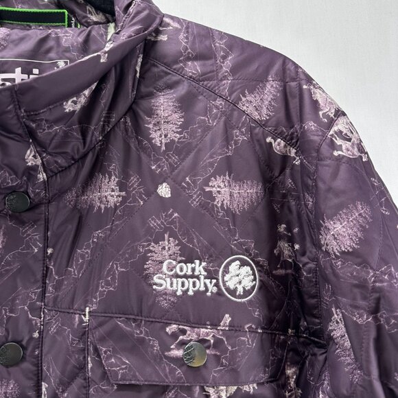Stio Skycrest Insulated Snap Shirt Jacket Mens XL Cork Supply Quilt Print Purple - Picture 11 of 13